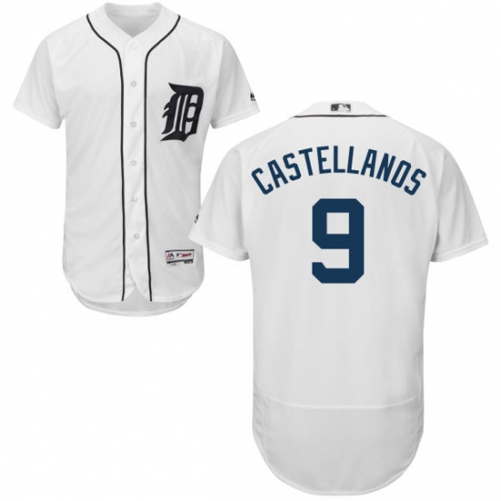 Men's Majestic Detroit Tigers #9 Nick Castellanos White Home Flex Base Authentic Collection MLB Jersey - Ujersey
