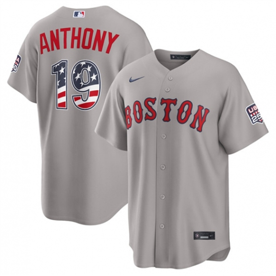 Men's Boston Red Sox #19 Roman Anthony Gray 2026 USA 250 Fourth of July Home Stitched Baseball Jersey - Ujersey