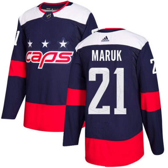 Youth Adidas Washington Capitals #21 Dennis Maruk Authentic Navy Blue 2018 Stadium Series NHL Jersey - Ujersey
