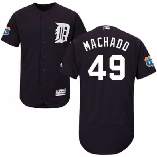 Men's Majestic Detroit Tigers #49 Dixon Machado Navy Blue Alternate Flex Base Authentic Collection MLB Jersey - Ujersey