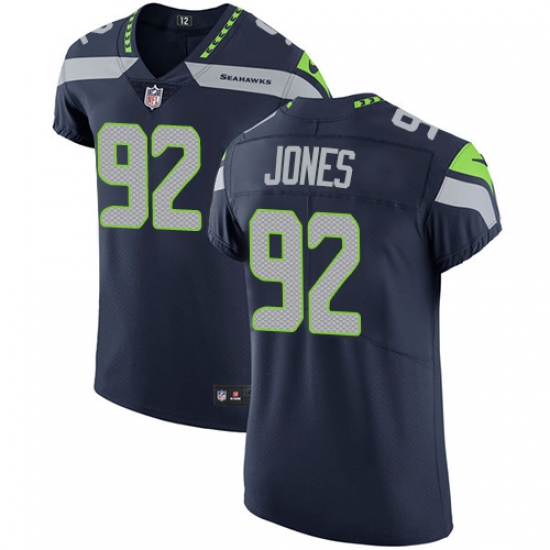 Men's Nike Seattle Seahawks #92 Nazair Jones Navy Blue Team Color Vapor Untouchable Elite Player NFL Jersey - Ujersey
