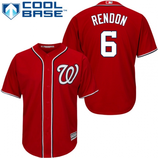 Men's Majestic Washington Nationals #6 Anthony Rendon Replica Red Alternate 1 Cool Base MLB Jersey - Ujersey