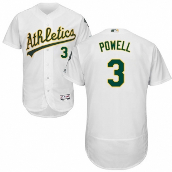 Men's Majestic Oakland Athletics #3 Boog Powell White Home Flex Base Authentic Collection MLB Jersey - Ujersey