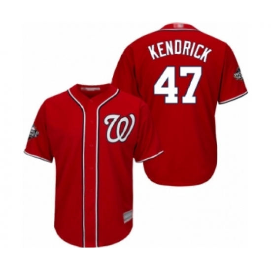 Youth Washington Nationals #47 Howie Kendrick Authentic Red Alternate 1 Cool Base 2019 World Series Bound Baseball Jersey - Ujersey