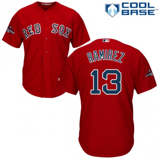 Youth Majestic Boston Red Sox #13 Hanley Ramirez Authentic Red Alternate Home Cool Base 2018 World Series Champions MLB Jersey - Ujersey