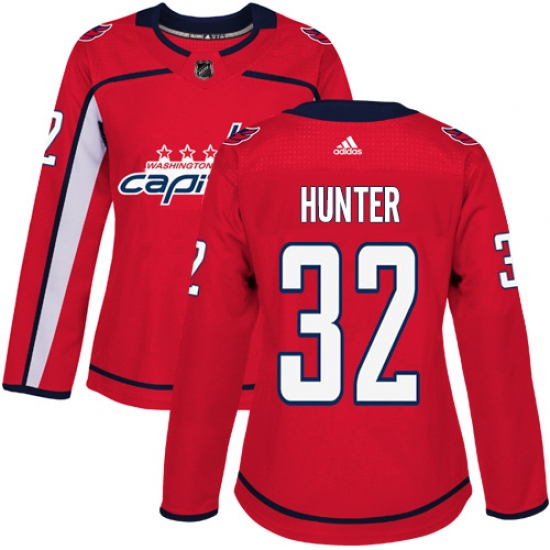 Women's Adidas Washington Capitals #32 Dale Hunter Authentic Red Home NHL Jersey - Ujersey