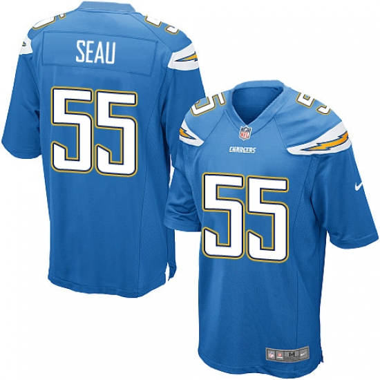 Men's Nike Los Angeles Chargers #55 Junior Seau Game Electric Blue Alternate NFL Jersey - Ujersey