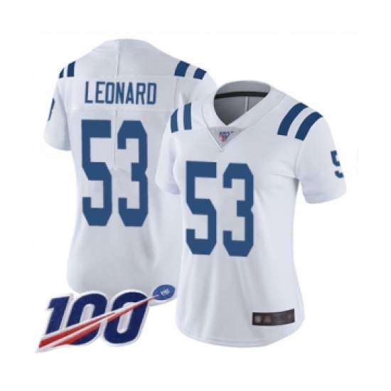 Women's Nike Indianapolis Colts #53 Darius Leonard White Vapor Untouchable Limited Player 100th Season NFL Jersey - Ujersey