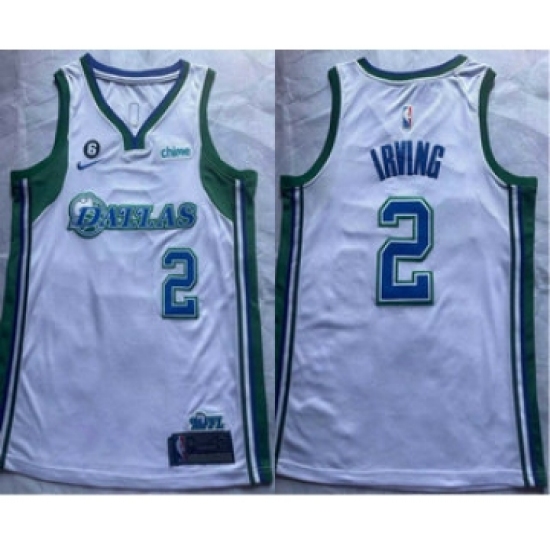 Men's Dallas Mavericks #2 Kyrie Irving White With 6 Patch Nike 2022 City Edition Swingman Stitched Jersey - Ujersey