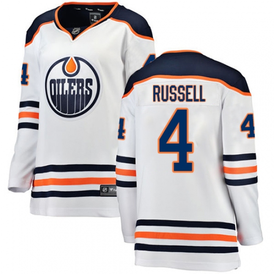 Women's Edmonton Oilers #4 Kris Russell Authentic White Away Fanatics Branded Breakaway NHL Jersey - Ujersey