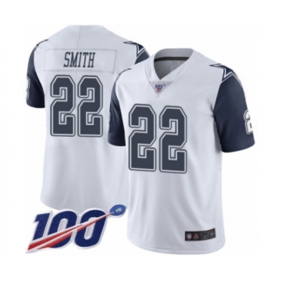 Men's Dallas Cowboys #22 Emmitt Smith Limited White Rush Vapor Untouchable 100th Season Football Jersey - Ujersey