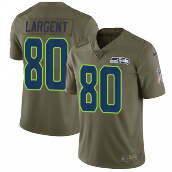 Youth Nike Seattle Seahawks #80 Steve Largent Limited Olive 2017 Salute to Service NFL Jersey - Ujersey
