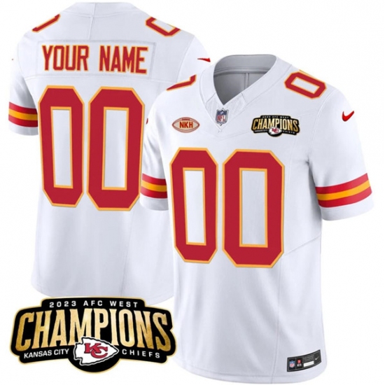 Men's Kansas City Chiefs Active Player Custom White 2023 F.U.S.E. AFC West Champions With NKH Patch Vapor Untouchable Limited Football Stitched Jersey - Ujersey
