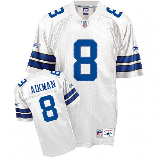 Men's Reebok Dallas Cowboys #8 Troy Aikman Authentic White Throwback NFL Jersey - Ujersey