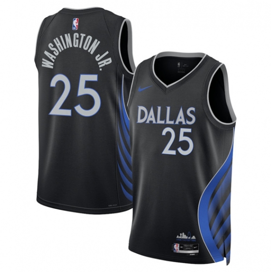 Men's Dallas Mavericks #25 P.J. Washington Black 2025-26 City Edition Stitched Basketball Jersey - Ujersey