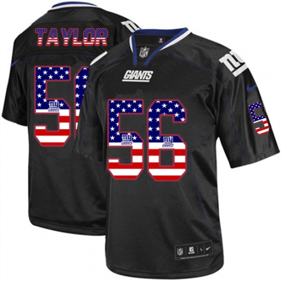 Men's Nike New York Giants #56 Lawrence Taylor Elite Black USA Flag Fashion NFL Jersey - Ujersey