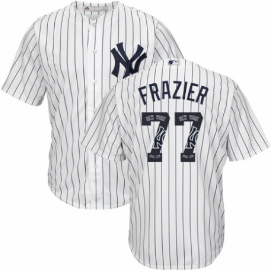 Men's Majestic New York Yankees #77 Clint Frazier Authentic White Team Logo Fashion MLB Jersey - Ujersey