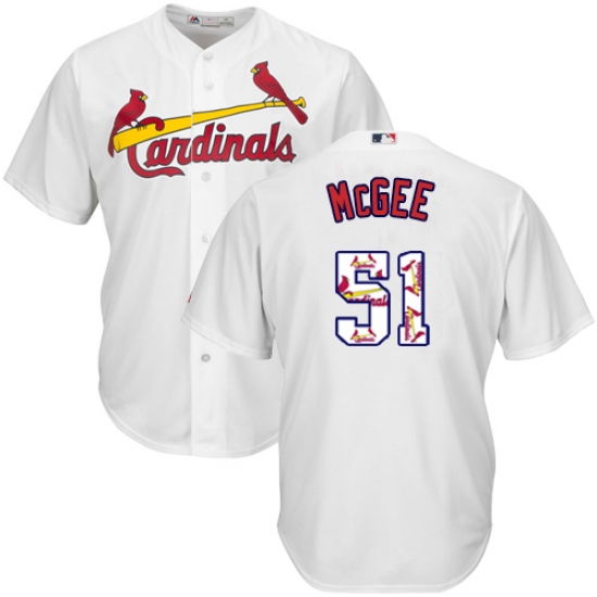 Men's Majestic St. Louis Cardinals #51 Willie McGee Authentic White Team Logo Fashion Cool Base MLB Jersey - Ujersey