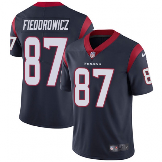 Men's Nike Houston Texans #87 C.J. Fiedorowicz Limited Navy Blue Team Color Vapor Untouchable NFL Jersey - Ujersey