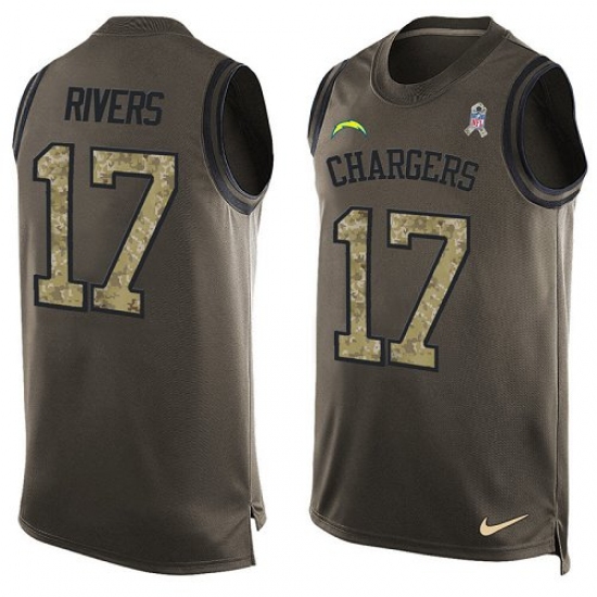 Men's Nike Los Angeles Chargers #17 Philip Rivers Limited Green Salute to Service Tank Top NFL Jersey - Ujersey