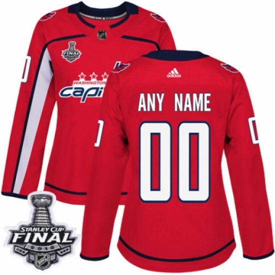Women's Adidas Washington Capitals Customized Premier Red Home 2018 Stanley Cup Final NHL Jersey - Ujersey