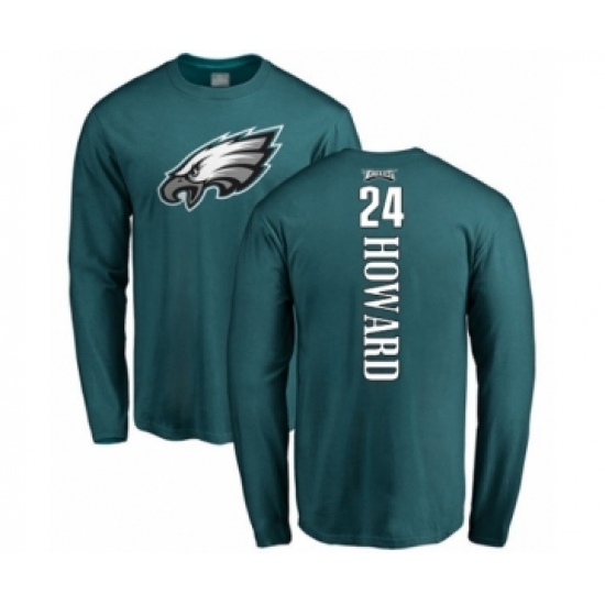 Philadelphia Eagles #24 Jordan Howard Green Backer Long Sleeve T-Shirt - Ujersey