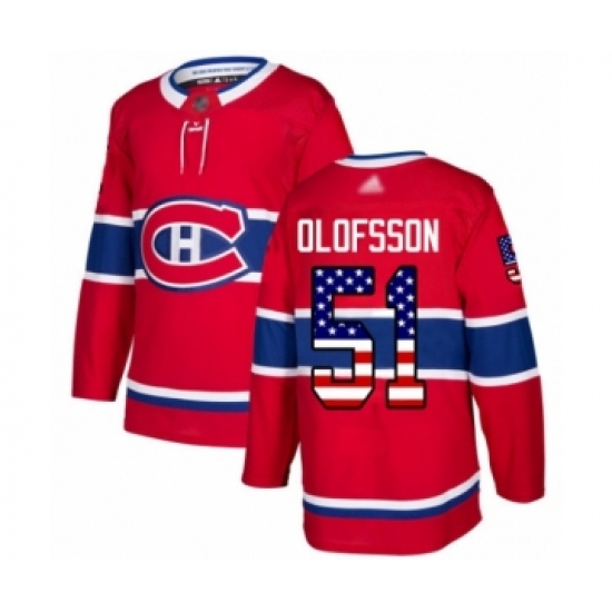 Men's Montreal Canadiens #51 Gustav Olofsson Authentic Red USA Flag Fashion Hockey Jersey - Ujersey