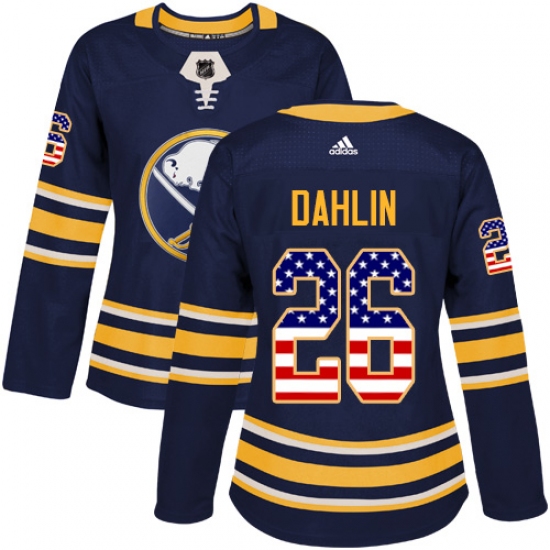 Women's Adidas Buffalo Sabres #26 Rasmus Dahlin Authentic Navy Blue USA Flag Fashion NHL Jersey - Ujersey