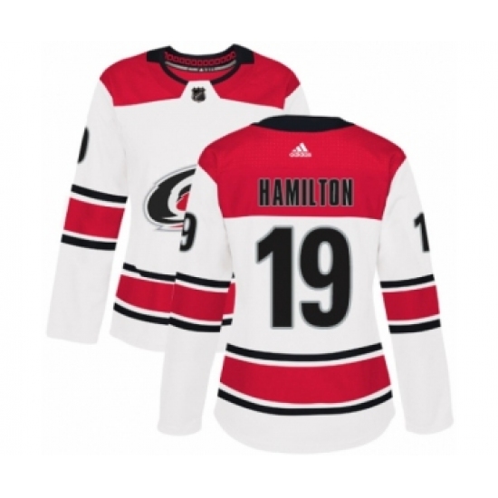 Women's Adidas Carolina Hurricanes #19 Dougie Hamilton Authentic White Away NHL Jersey - Ujersey