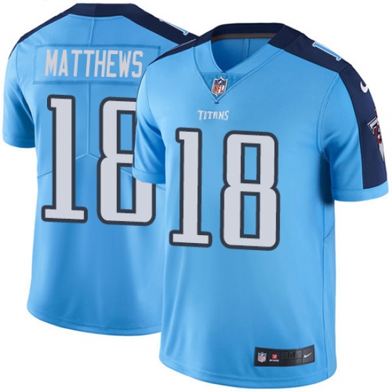Youth Nike Tennessee Titans #18 Rishard Matthews Light Blue Team Color Vapor Untouchable Limited Player NFL Jersey - Ujersey
