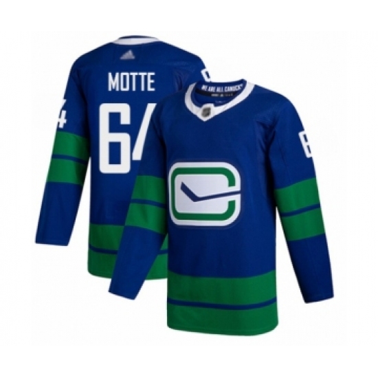 Men's Vancouver Canucks #64 Tyler Motte Authentic Royal Blue Alternate Hockey Jersey - Ujersey