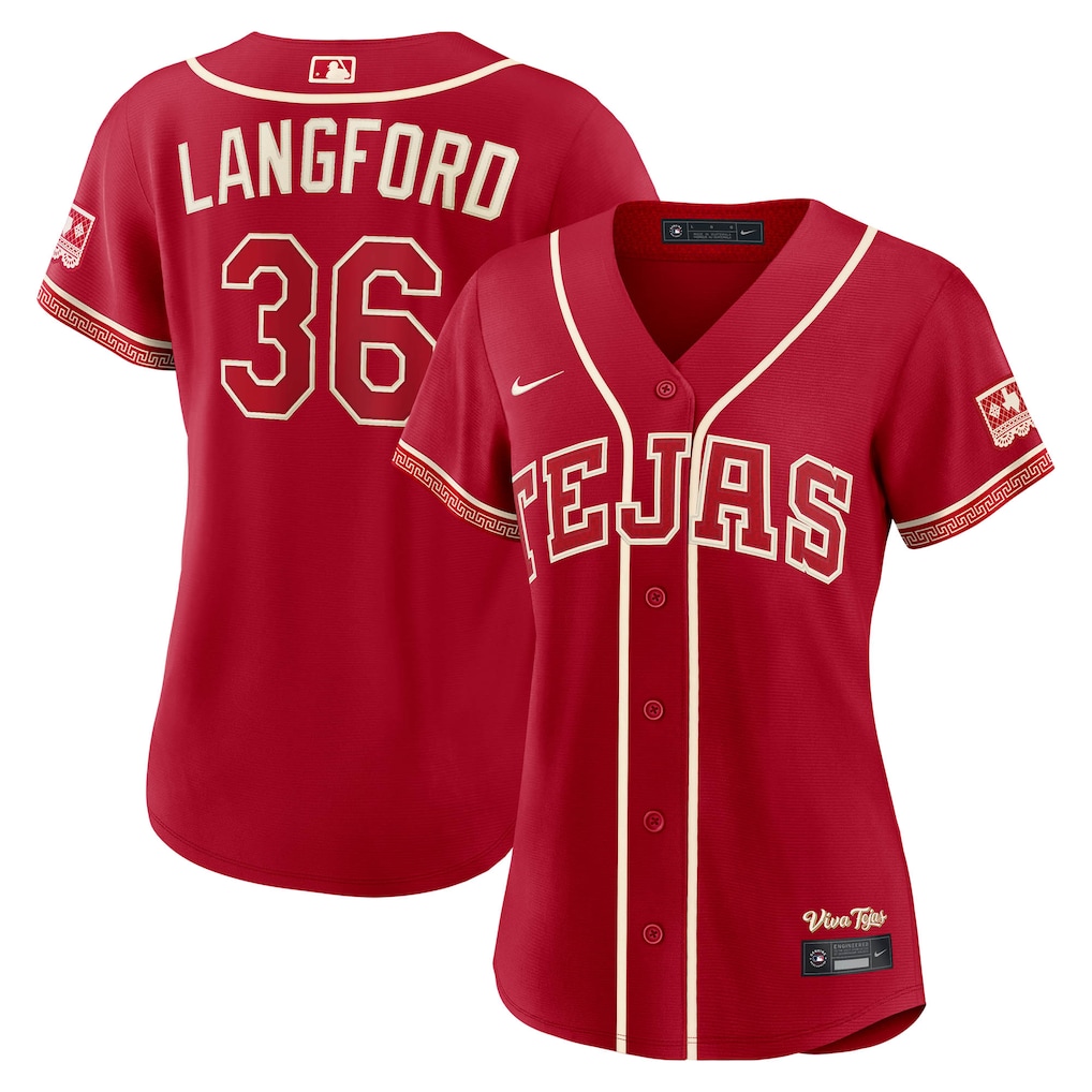 Women's Texas Rangers Wyatt Langford Nike Red 2026 City Connect Stadium Jersey
