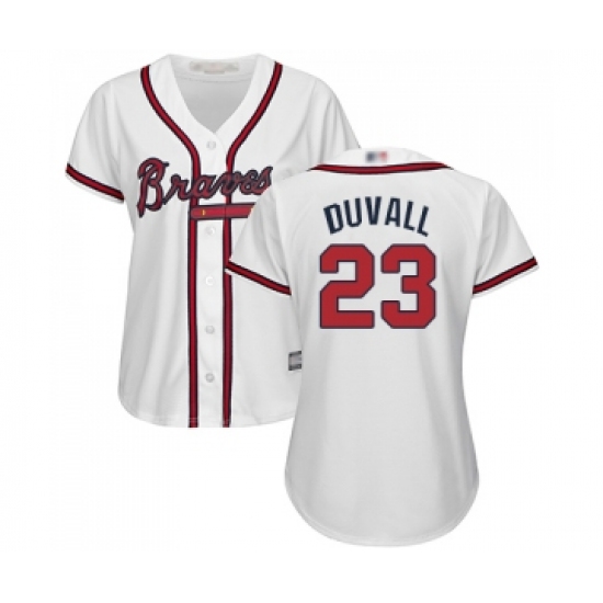 Women's Atlanta Braves #23 Adam Duvall Replica White Home Cool Base Baseball Jersey - Ujersey