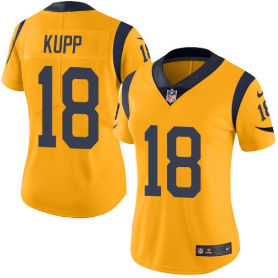 Women's Nike Los Angeles Rams #18 Cooper Kupp Limited Gold Rush Vapor Untouchable NFL Jersey - Ujersey