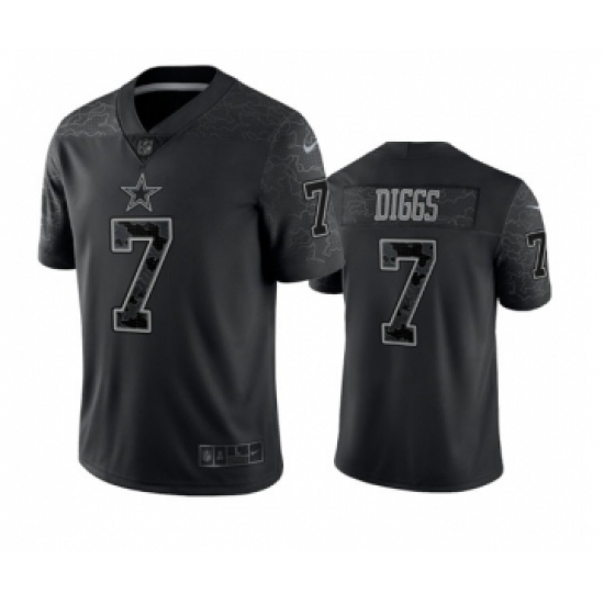 Men's Dallas Cowboys #7 Trevon Diggs Black Reflective Limited Stitched Football Jersey - Ujersey