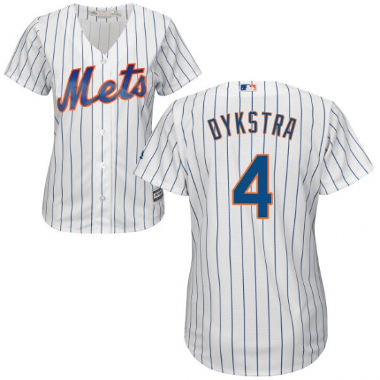 Women's Majestic New York Mets #4 Lenny Dykstra Replica White Home Cool Base MLB Jersey - Ujersey