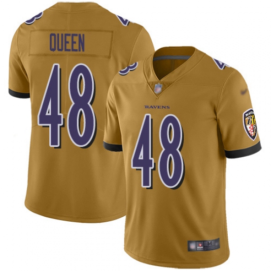 Men's Baltimore Ravens #48 Patrick Queen Gold Stitched NFL Limited Inverted Legend Jersey - Ujersey