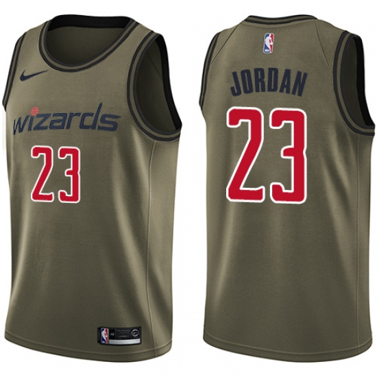 Men's Nike Washington Wizards #23 Michael Jordan Green Salute to Service NBA Swingman Jersey - Ujersey