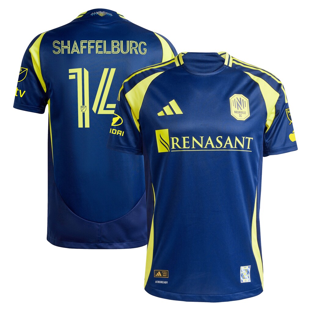 Men's Nashville SC Jacob Shaffelburg adidas Navy 2025 The Heart Of Nashville Kit Authentic Player Jersey - Ujersey