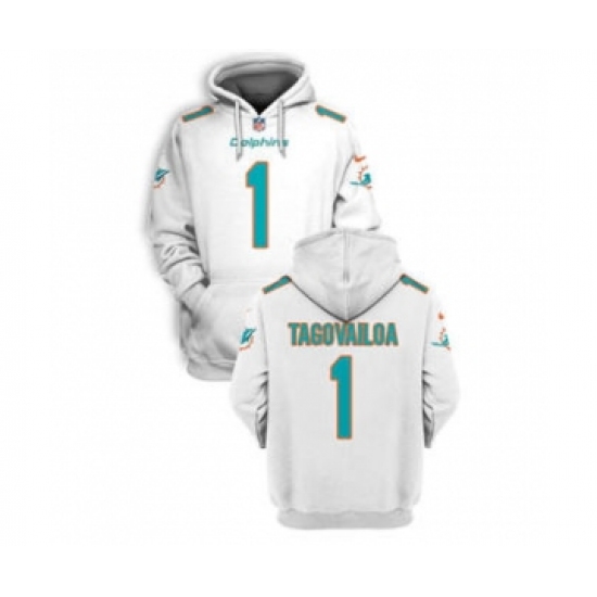 Men's Miami Dolphins #1 Tua Tagovailoa 2021 White Pullover Football Hoodie - Ujersey