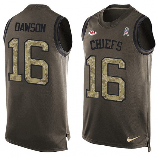 Men's Nike Kansas City Chiefs #16 Len Dawson Limited Green Salute to Service Tank Top NFL Jersey - Ujersey