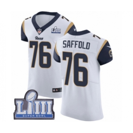 Men's Nike Los Angeles Rams #76 Rodger Saffold White Vapor Untouchable Elite Player Super Bowl LIII Bound NFL Jersey - Ujersey