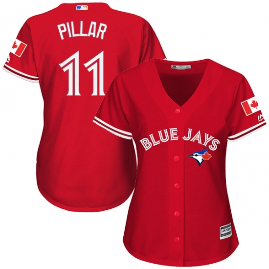 Women's Majestic Toronto Blue Jays #11 Kevin Pillar Authentic Red Canada Day MLB Jersey - Ujersey