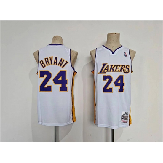 Men's Los Angeles Lakers #24 Kobe Bryant White Throwback basketball Jersey - Ujersey