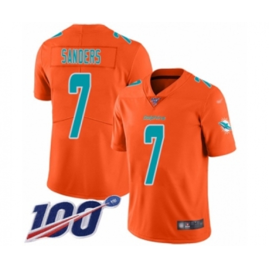 Youth Miami Dolphins #7 Jason Sanders Limited Orange Inverted Legend 100th Season Football Jersey - Ujersey