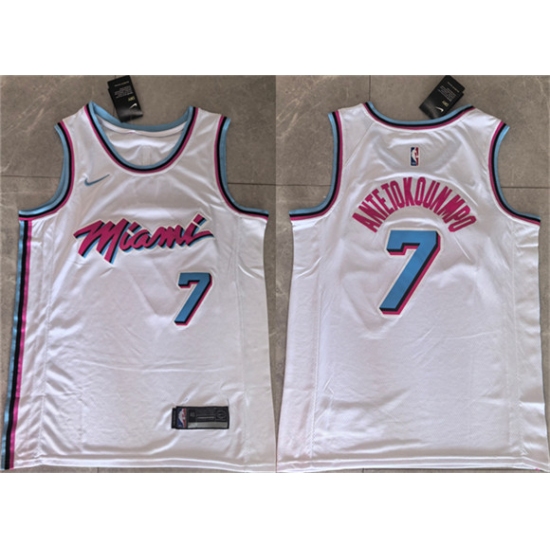 Men's Miami Heat #7 Giannis Antetokounmpo White 2026 Stitched Basketball Jersey