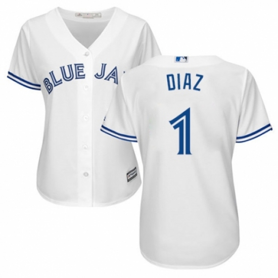 Women's Majestic Toronto Blue Jays #1 Aledmys Diaz Authentic White Home MLB Jersey - Ujersey