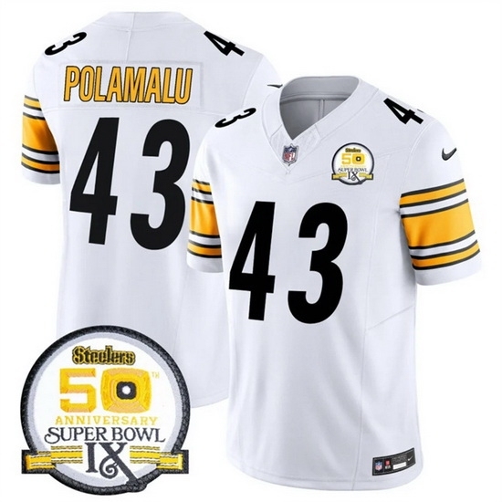 Men's Pittsburgh Steelers #43 Troy Polamalu White 2024 F U S E 50th Anniversary Of Super Bowl IX Alternate Vapor Untouchable Limited Stitched Jersey - Ujersey