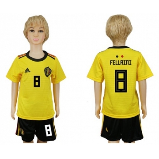 Belgium #8 Fellaini Away Kid Soccer Country Jersey