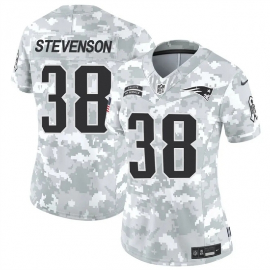 Women's New England Patriots #38 Rhamondre Stevenson 2024 F.U.S.E Arctic Camo Salute To Service Limited Stitched Jersey(Run Small) - Ujersey